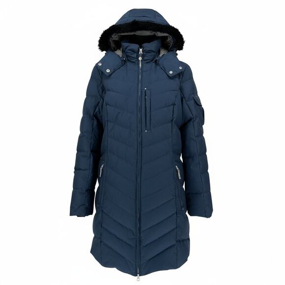 Eddie Bauer Sun Valley Down Parka Coat Women's XXL Navy Blue Puffer Hood NWOT - Picture 1 of 13